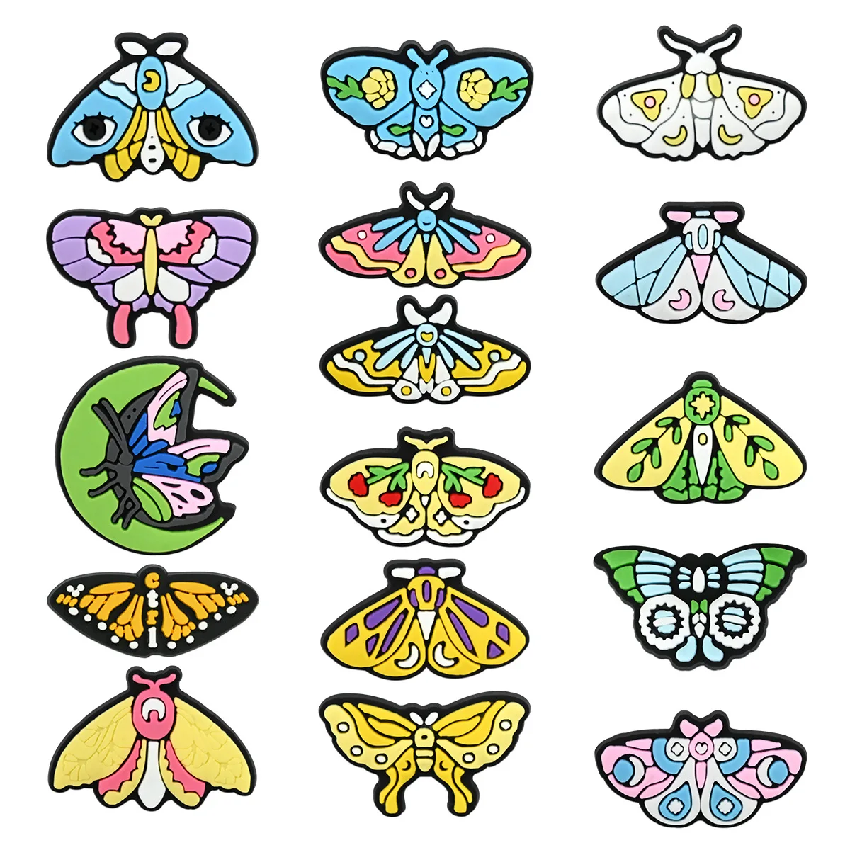 Color Contrast Dreamy Moth Clog Charms Soft PVC Detachable Shoe Buttons Colorful Insect Butterfly DIY Shoe Decor Accessories