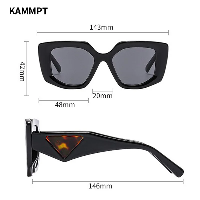 KAMMPT Oversized Vintage Sunglasses Women Fashion Irregular Gradient Shades Eyewear Trendy Luxury Brand Design UV400 Sun Glasses