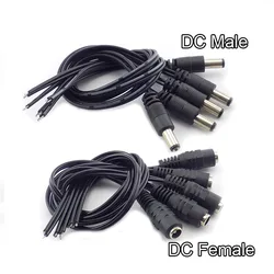 1 pces 5 pces 10 pces 2.1*5.5mm 12v dc macho fêmea conectores plug fonte de alimentação cabo de extensão fio cctv câmera led strip luz