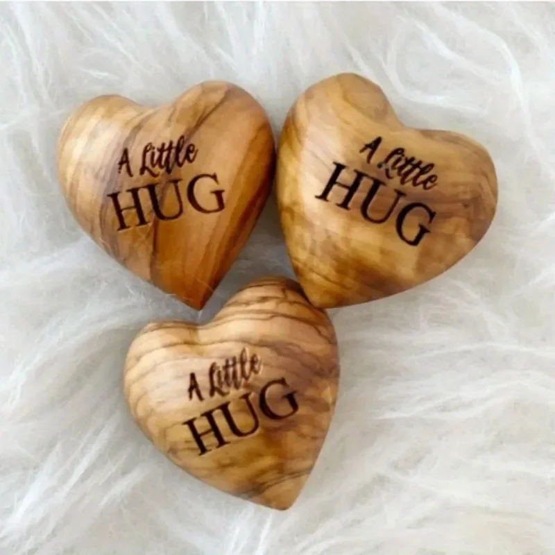 Little Pocket Hug Wooden Heart Tokens I Miss You Crafts Supplies for Friends Portable Creative Gift Valentine's Day Gift