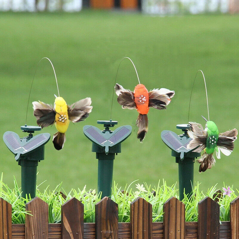 Dancing and Fluttering Butterflies Garden Decoration, Solar Powered Flying Humming Bird, Random Color, Outdoor Yard, Farmland, H