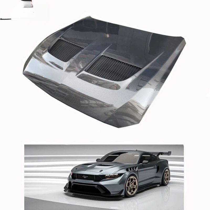 

2024+ for Mustang Hood Bonnet Real Carbon Fiber Bonnet Engine Hood