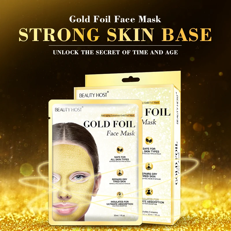 

1PC 24K Collagen Gold Face Mask Brightening Moisturizing Hydrating Anti-aging Anti Wrinkle Foil Gold Facial Sheet Mask For Salon