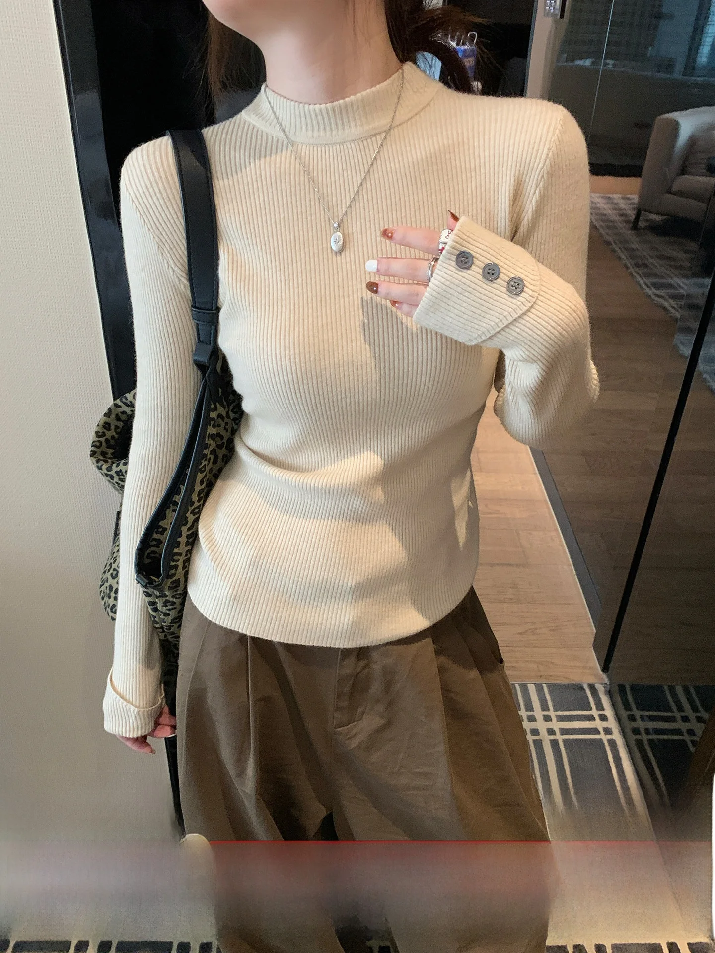 

Осенний вязаный свитер женский с высоким воротником, длинный све, базовый слой, корейский свободный крой, мягкая нейлоновая ткань