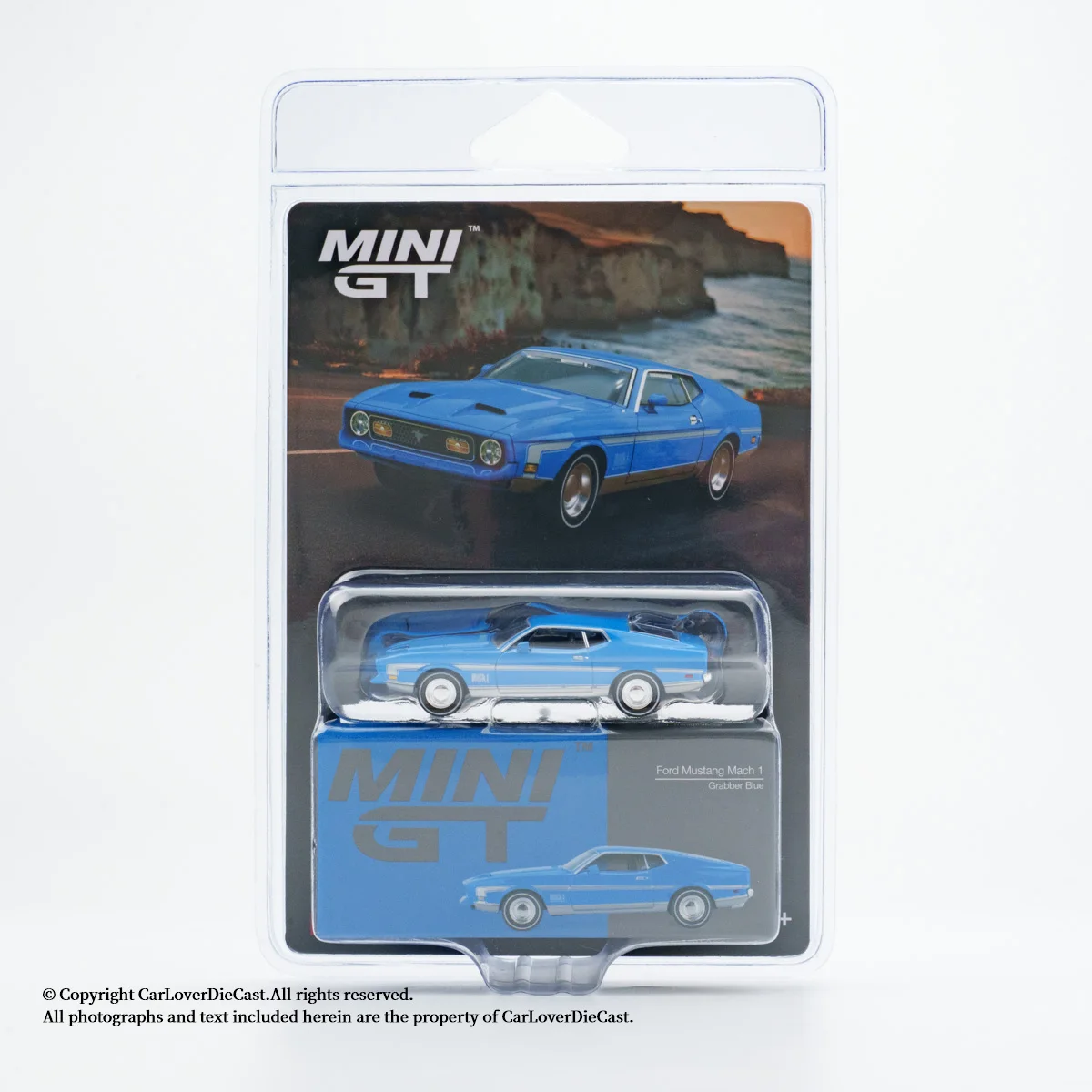 MINI GT 1:64 Ford Mustang Mach 1 Grabber Blue Alloy Die Cast Car Model Collection Gift