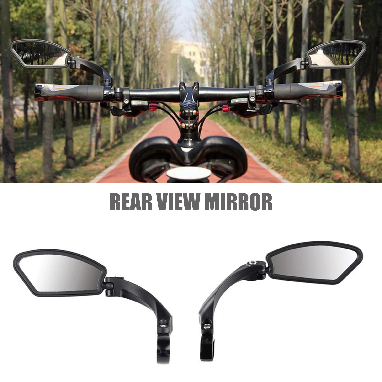 Ciclismo ampla gama espelho retrovisor da bicicleta rotação 360 guiador espelho hd lente de vidro claro ampla gama refletor