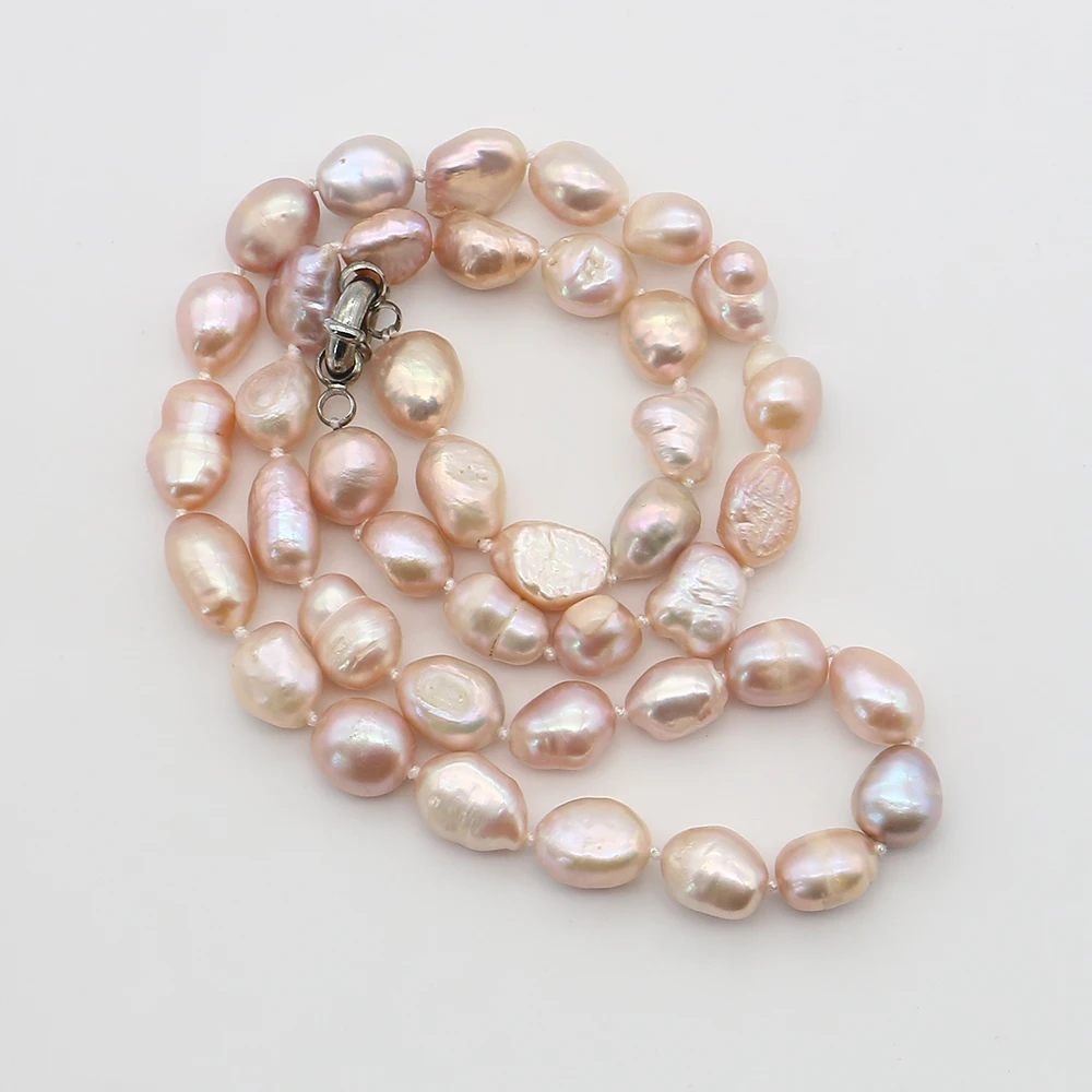 Light Luxury Fashion Natural Freshwater Pink Round Hole Double-sided Smooth Pearl Necklace Jewelry Exquisite Banquet Party Gift