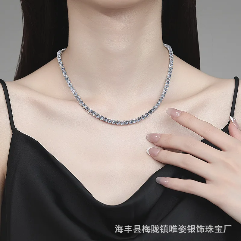 

Массовое высококачественное ожерелье в стиле хип-хоп, платиновый муассанит PT950, теннисный стиль, эстетические роскошные ювелирные изделия унисекс