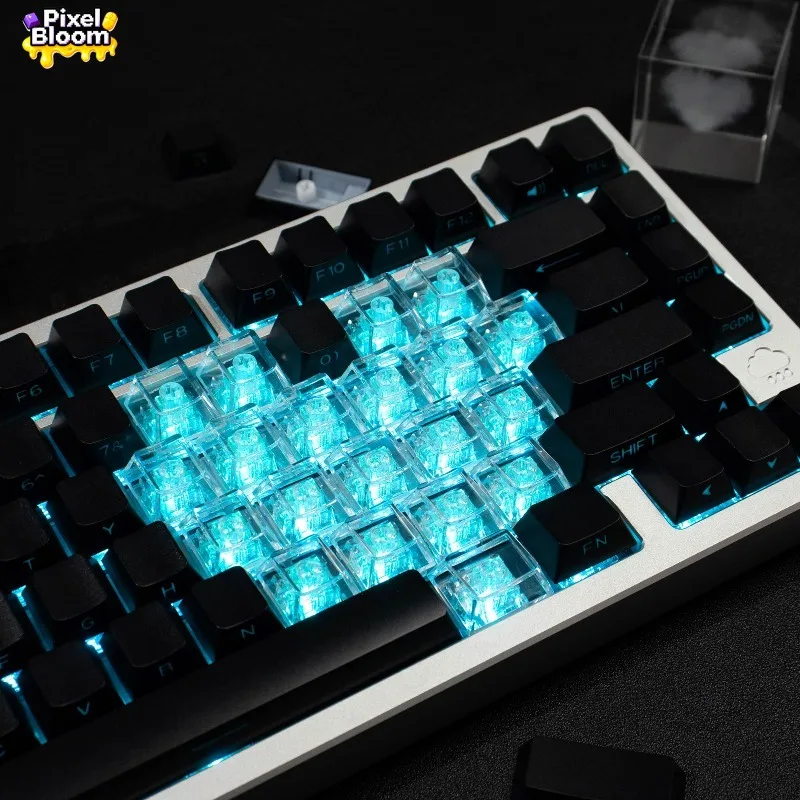 

152 клавиши механическая клавиатура колпачки для клавиш черный, белый цвет с боковой подсветкой PBT Cherry Profile Купидон красный ПК сердце прозрачный набор колпачков для ПК