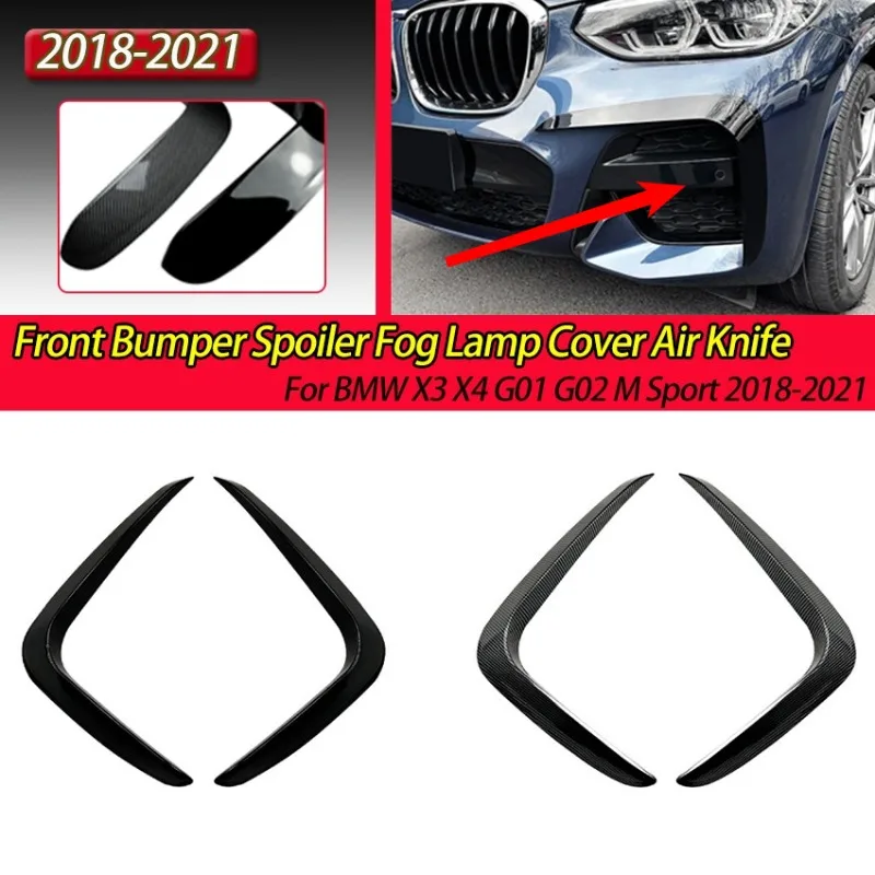 

For BMW X3 X4 G01 G02 M Sport 2018-2021 Front Bumper Spoiler Fog Lamp Cover Air Knife Splitter Auto Vent Frame Body Kit Tuning