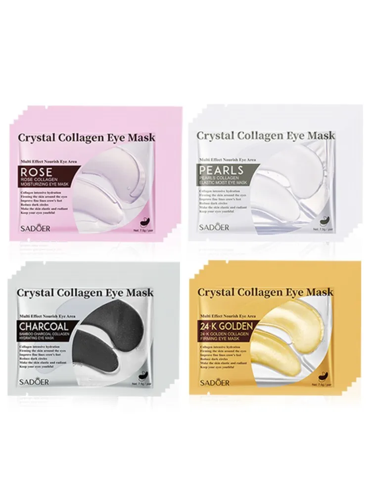 10 paires SADOER 24K or cristal collagène masque pour les yeux Anti cernes hydratant Anti-rides Anti-âge patchs pour les yeux masques en Gel