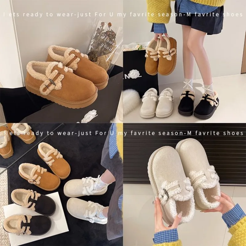 New Fashion Fluffy Platform Slippers for Women 2026 Winter Plush Warm Cotton Shoes Woman Comfort Non Slip Unisex Home Slippers