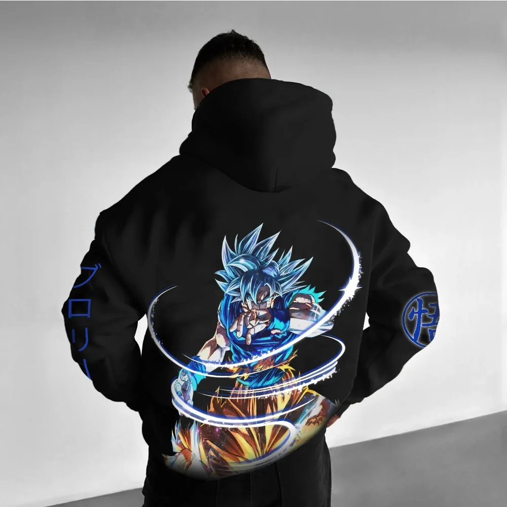 ملابس أنيمي هاراجوكو دراغون بول للشارع - خريف/شتاء 2025 سترة رجالية كبيرة الحجم وبلوزة نسائية بأكمام طويلة لملابس للجنسين