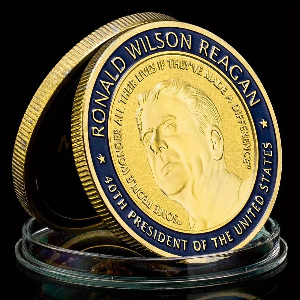 1 Piece 33rd and 44th President of United States Ronald Wilson Reagan (1911-2004) Souvenir Golden Plated Commemorative Coin