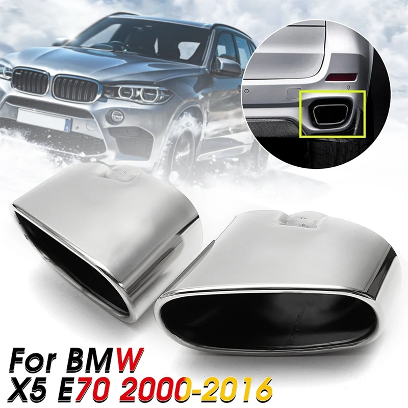 For 2000-2016 BMW X5 E70 E53 Car Exhaust Tailpipe Muffler Tube Nozzle Chrome Stainless Steel Slip On Style