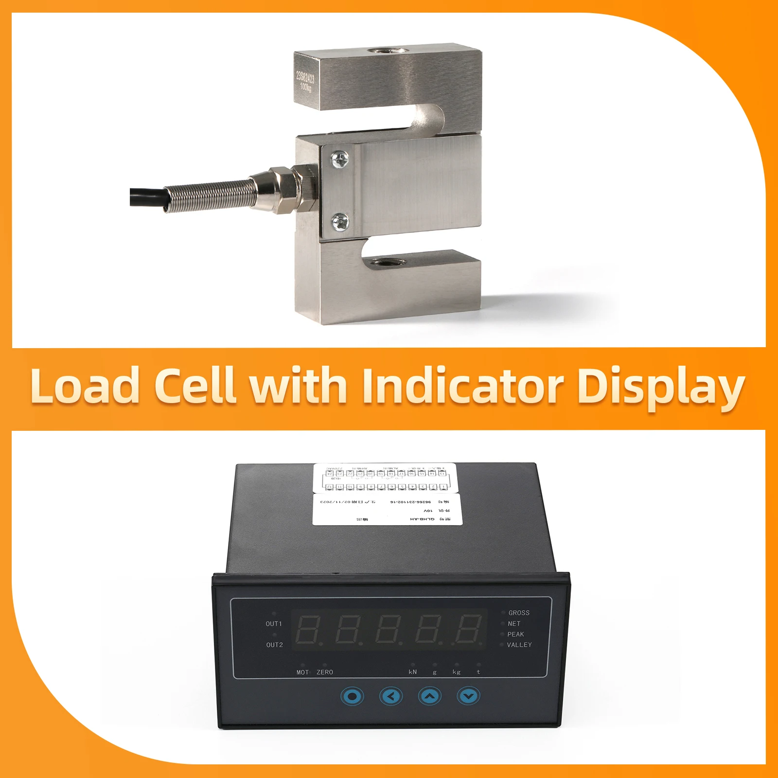 S-type Load Cell Sensor with Indicator Display Test Tension and Compression Force Weight Pressure 5KG 10KG 20KG 30KG 50KG 100KG