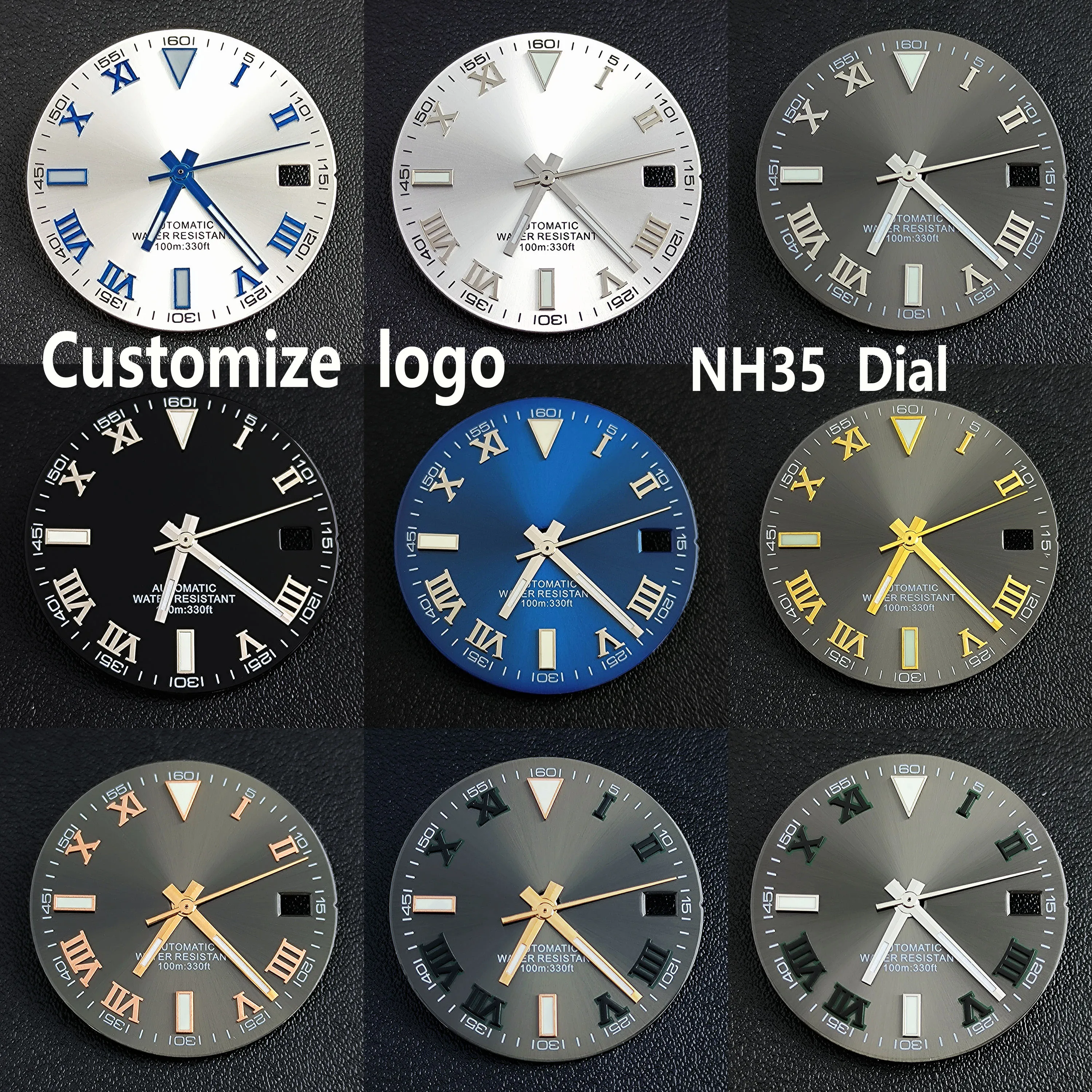NH35 dial Man's Watch dial customize logo 29mm dial Roman numeral dial, suitable for NH35 Movement watch accessory repair tool