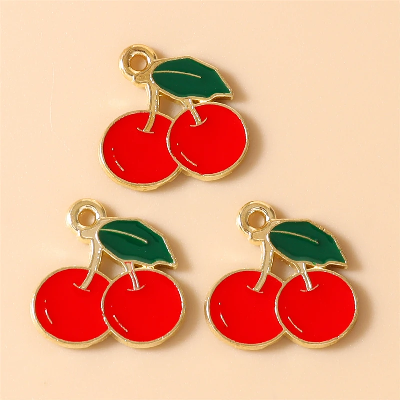 10 Stück 12x16mm Niedliche Emaille-Frucht-Pfirsich-Anhänger Passend für Halsketten, Ohrringe, Armbänder, DIY-Bastelzubehör für Schmuckherstellung – Detail 9