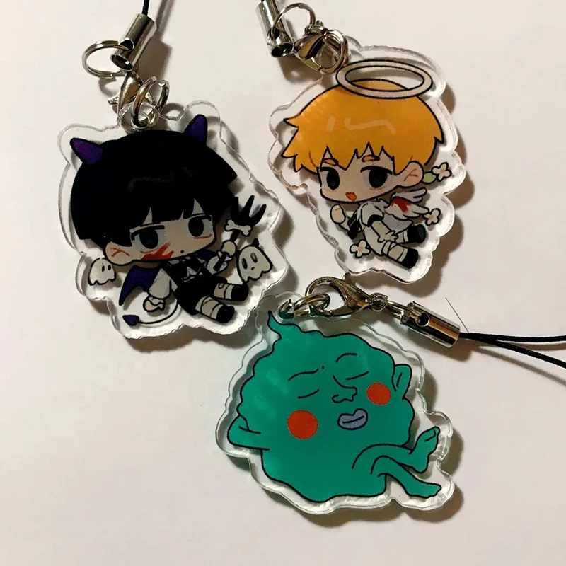

Аниме мультфильм Mob Psycho 100, цепочка для мобильного телефона с кулоном, рюкзак, аксессуары для ключей, подвесная веревка, коллекционное украшение, подарок