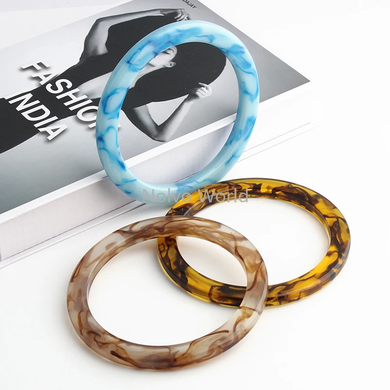 Blue,Coffee,Yellow Acrylic Circle Handles For DIY Handmade Replace Handbag Bags Purse Bracelet Plastic Resin Rings Accessories