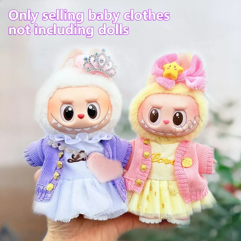 Mini Doll'S Clothes Outfit Accessories For 15-17cm Ropa Labubu and 10cm cotton doll sweater skirt set Clothing