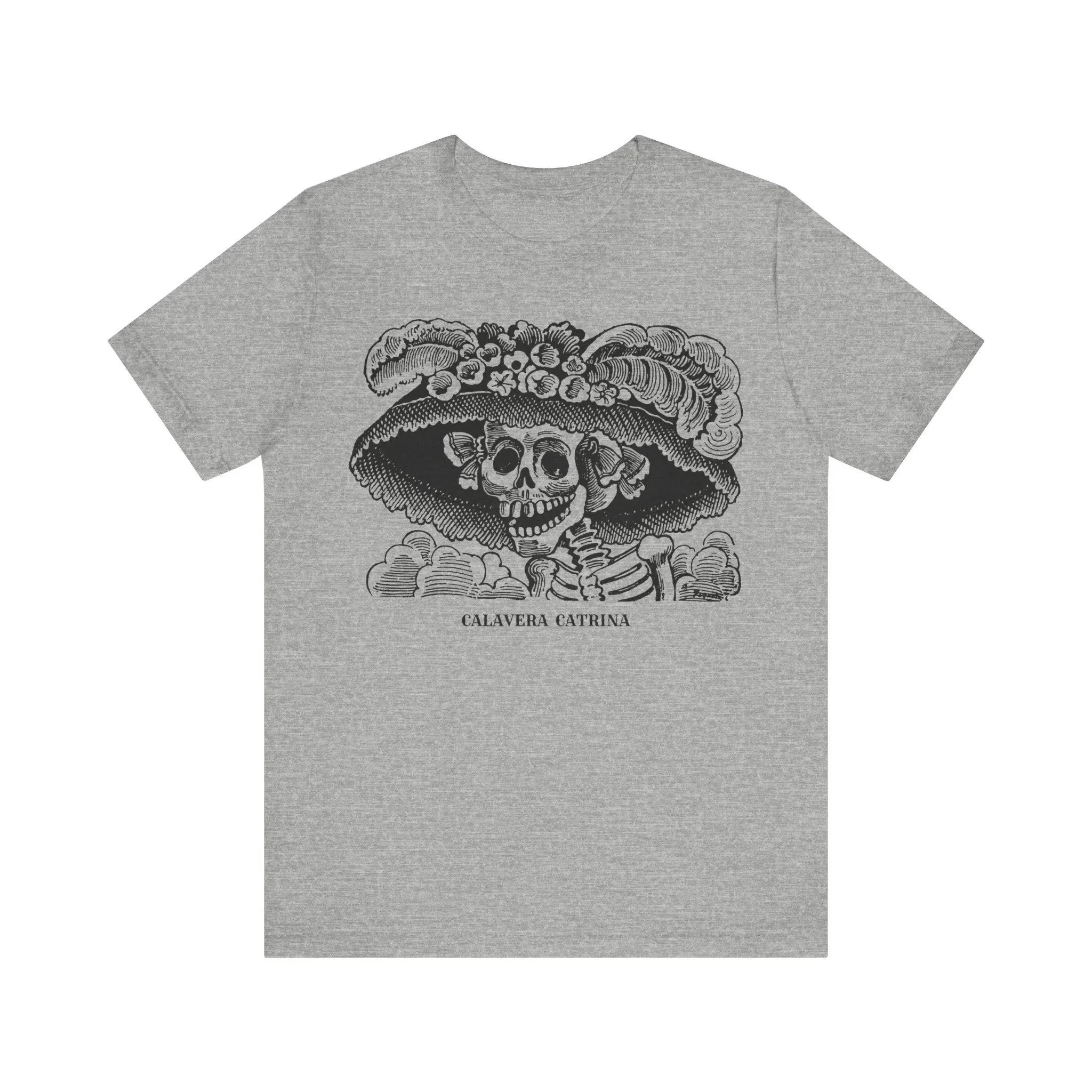 قميص La Calavera Catrina Jose Guadalupe Posada قميص التراث المكسيكي تي شيرت عتيق الفن الشعبي الإسباني للجنسين جيرسي بأكمام قصيرة