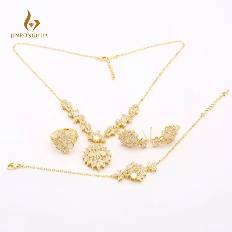 

JRH Shell Jewelry Set Necklace Earrings Bracelet Ring For Women Luxury Jewelry Sets Cubic Zirconia Wedding Bridal Jewelry Sets