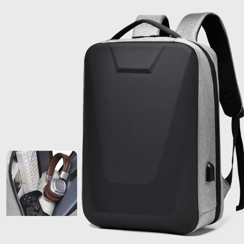 Fashion Men's Backpack Light Business Hard Shell Backpack 15.6 Inch Stereo Multifunctional Commuting Usb Computer Schoolbag