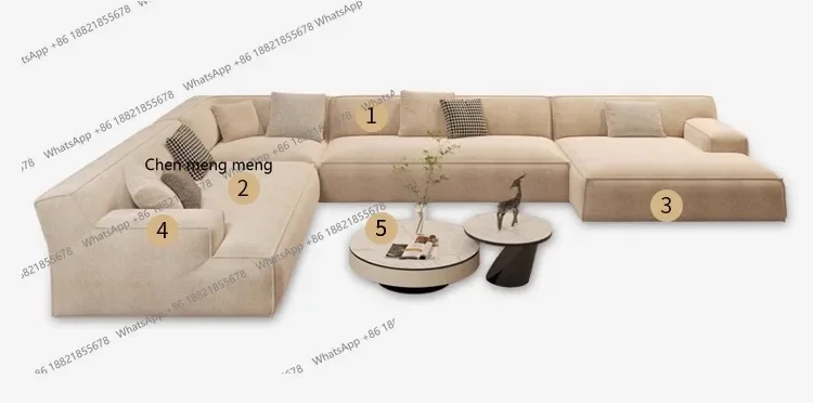 X الحد الأدنى، غرفة المعيشة المنزلية المصنوعة من القماش غير اللامع، مجموعة أريكة مسطحة كبيرة وبسيطة #3