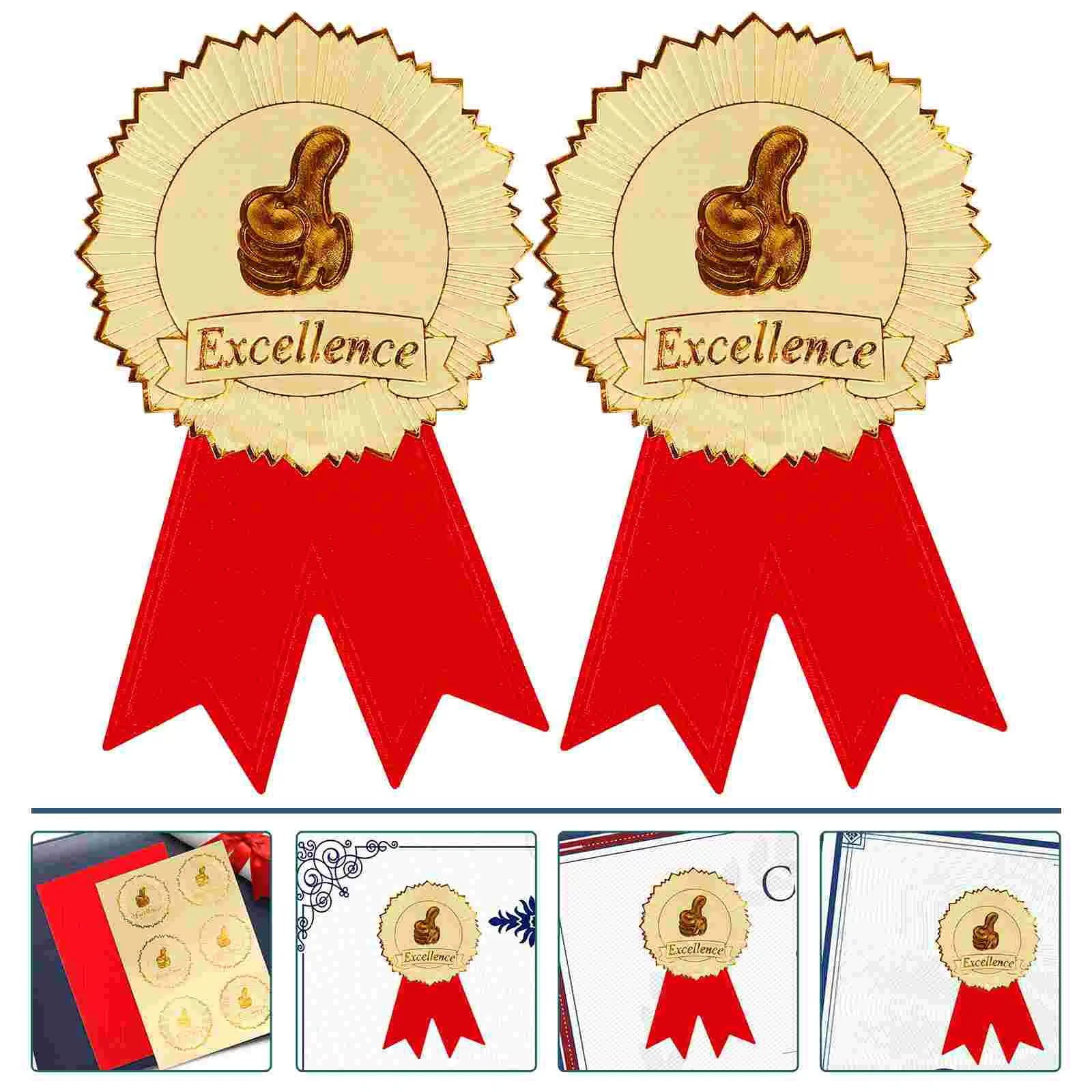 

Gold Certificate Seals Sets Excellence Adhesive Embossed Medal Labels Stickers Envelopes Diplomas Invitation Awards Graduation