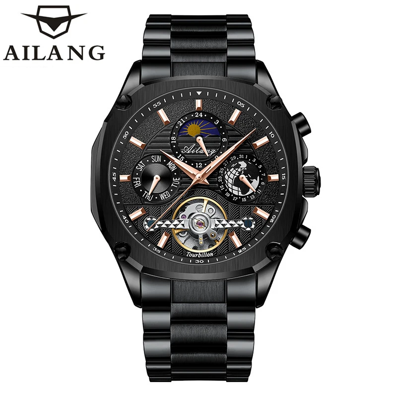 

AILANG мужские часы лучший бренд класса люкс автоматические механические часы календарь светящиеся стрелки скелетон турбийон наручные часы для мужчин