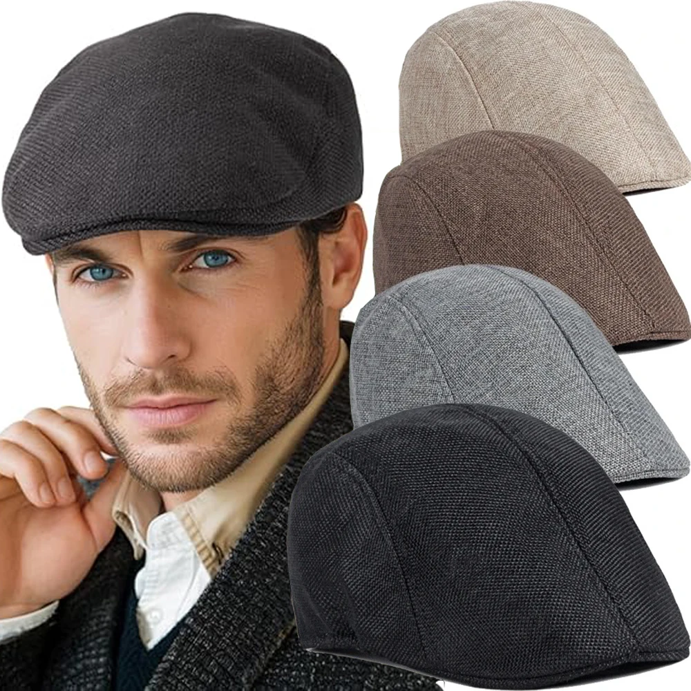 

Men Spring and Summer Berets British Style Beret Hat Retro England Hats Male Fashion Hats Peaked Painter Caps for Dad