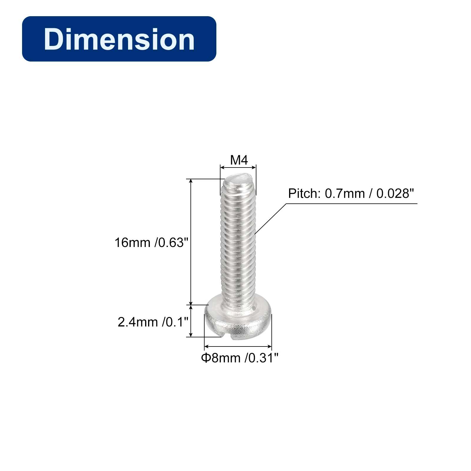 10-200Pc Slotted Pan Outlet Head Bolts Slotted Drive Pan Head Screw Bolts 304 Stainless Steel Machine Screw M1.6M2.5 M3M4 5-60mm