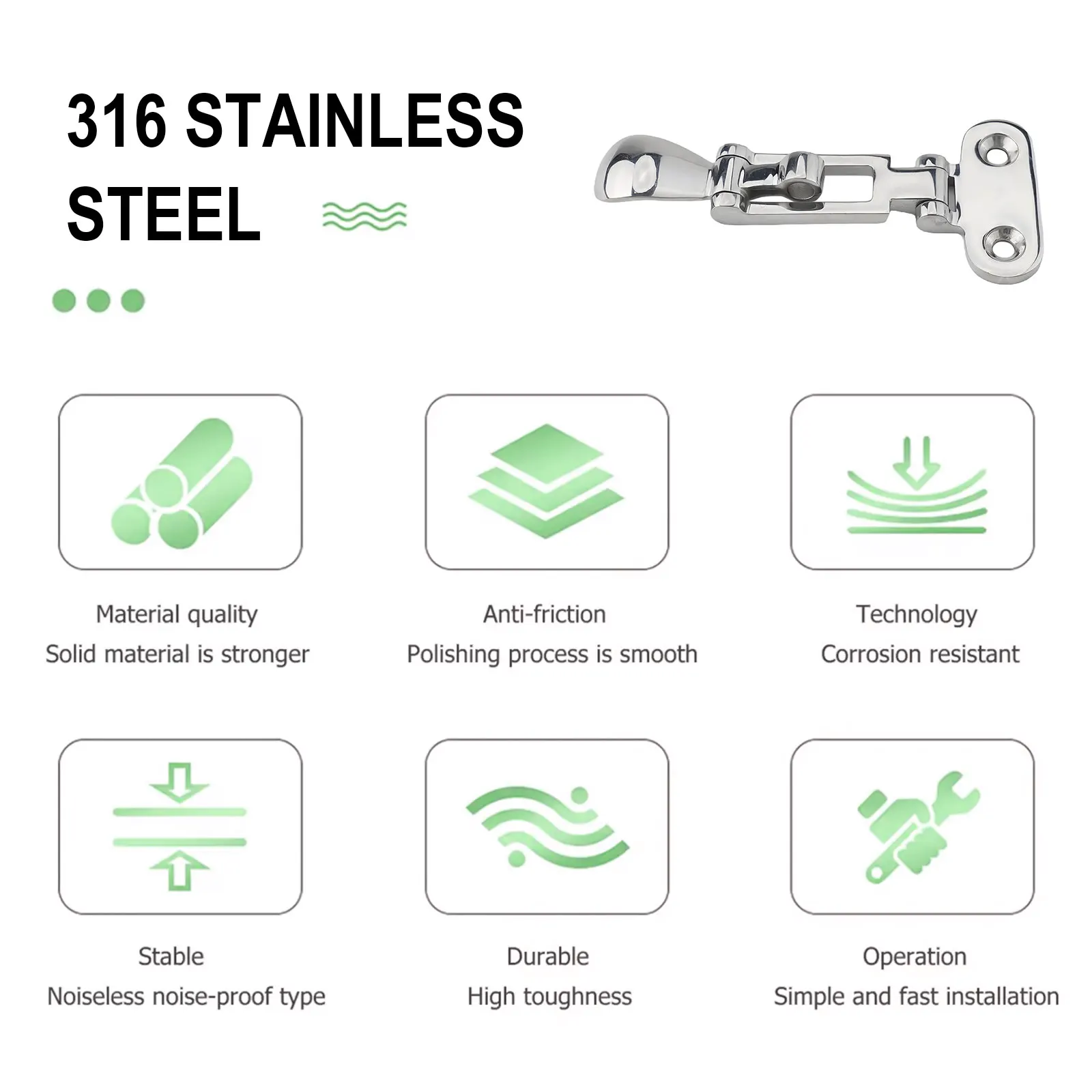

Locker Boat Door Latch Lock Accessories Anti-Rattle Easy Installation Marine Grade Parts Replacement Spare 110*50mm