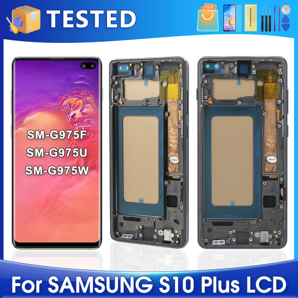 6.4''S10 Plus For Samsung Tested S10+ G975F G975U G975W G975 LCD Display Touch Screen Digitizer Assembly Replacement