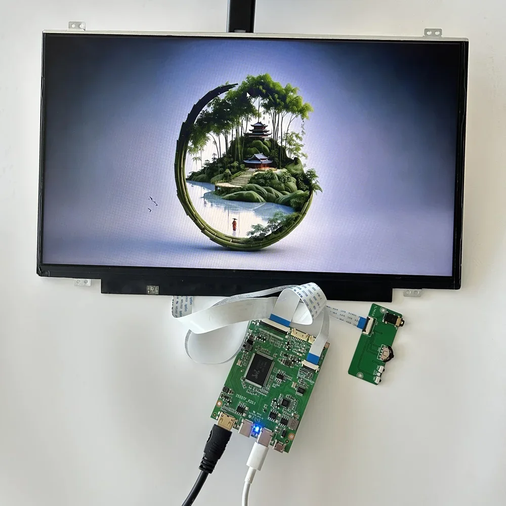 IPS 14 inch 14” 1366X768 screen monitor + EDP Controller board kit VGA/Type-C USB/HDMI compatible for PC X360 Laptop raspberry