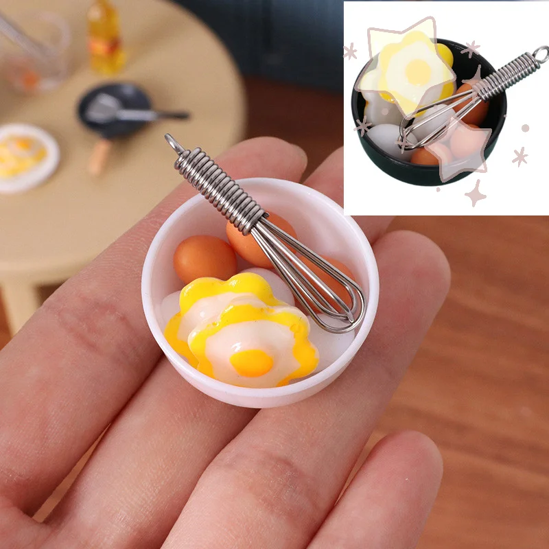 

10 шт./компл. миниатюрный кухонный набор кухонных принадлежностей для кукольного домика, включая миски, фритюрница для яиц и модель еды, декор кукольного дома «сделай сам»