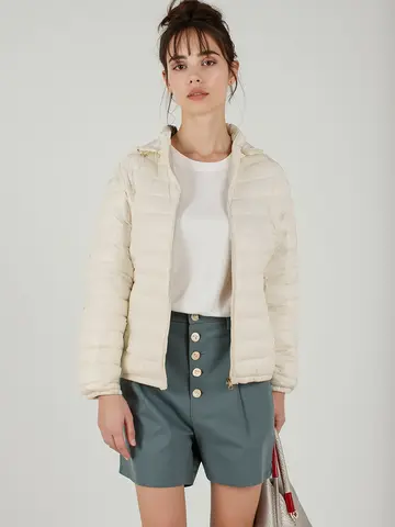 SANTELON Frauen Mode Ultraleicht Puffer Jacken Mit Kapuze Weibliche Leichte Kurze Parka Winter Outdoor Warme Gepolsterte Outwear