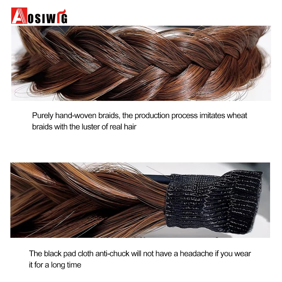 AOSI 1PC Synthetische Damen Haar Breite Fishbone Zöpfe Nicht-slip Stirnband Handgemachte Retro Stirnband Styling Kopfbedeckungen Zubehör – Detail 37