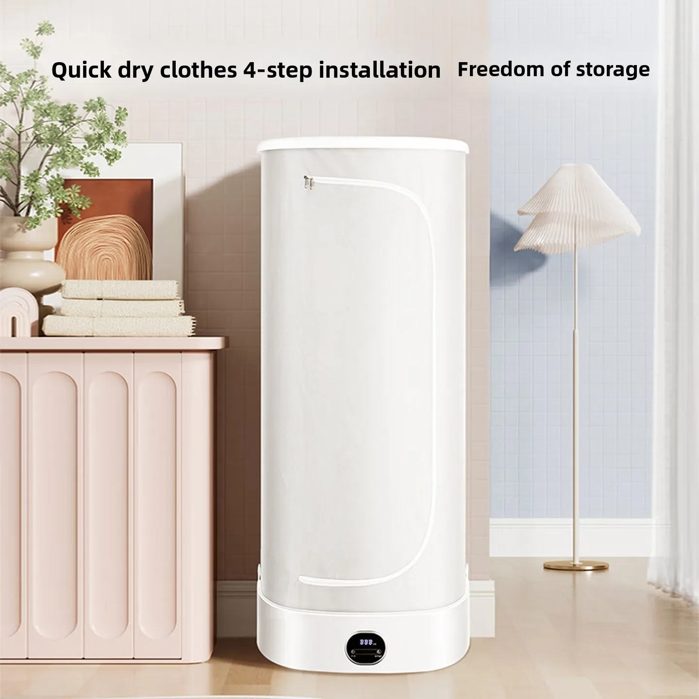 Foldable Clothes Dryer, Touch Control Warm Air Cabinet with 3D Air Duct, Quiet Constant Heat for Home Garment Care Laundry Use