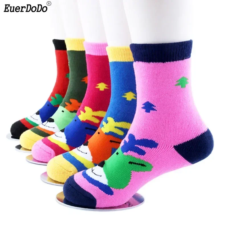 Children\'s Socks 5 Pairs/lot Thick Warm Christmas Sock Kids Thicken Warm Cheap Stuff 1-12 Years Boys Girls Cartoon Socken