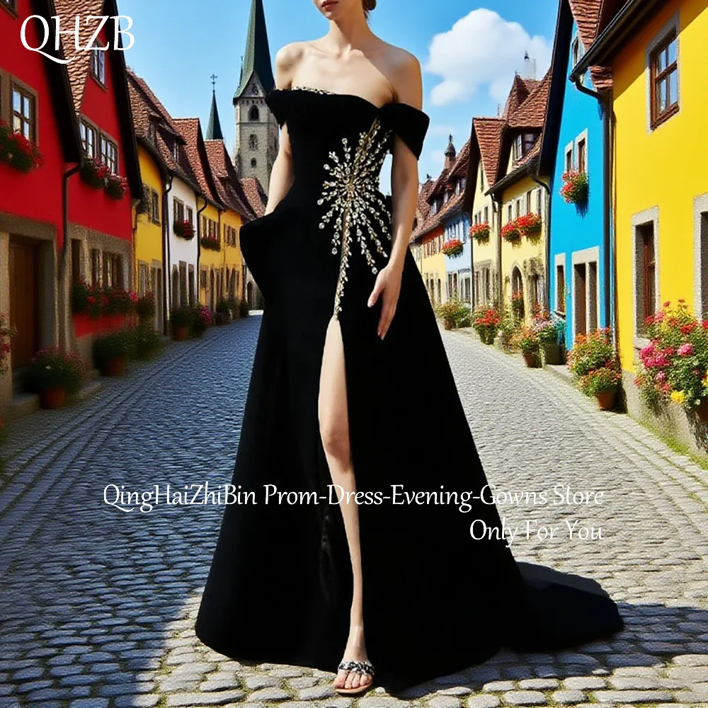 

Customized Sparkle Rhinestones Black Evening Dresses for Special Occasions Floor-Length A-Line Dubai Gala Prom Party Dress 2025