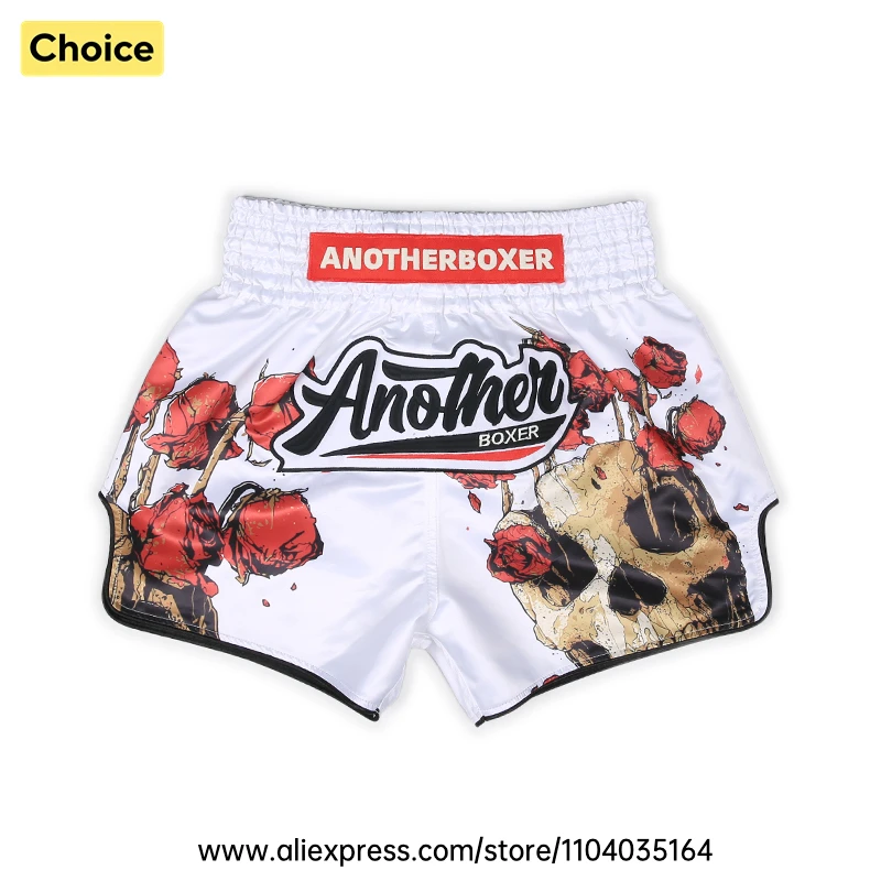 Retro Muay Thai Shorts Shiny Satin Boxing Shorts Combat Sports Skeleton Kickboxing MMA Cage Boxing Gym Workout Training Pants