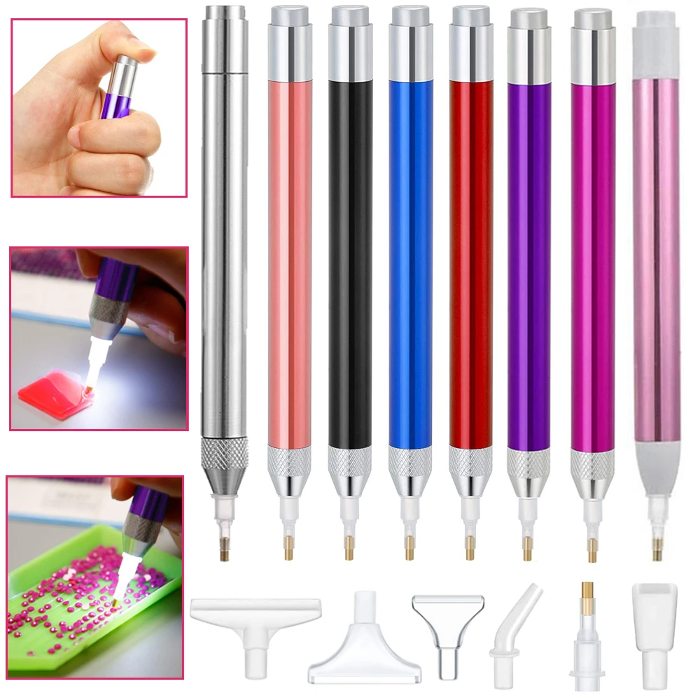 Lighted 5D Point Drill Pen Diamond Painting Tool Alloy Lighting Pens LED Drill Diamonds Sewing Accessories DIY Crafts Tools Set