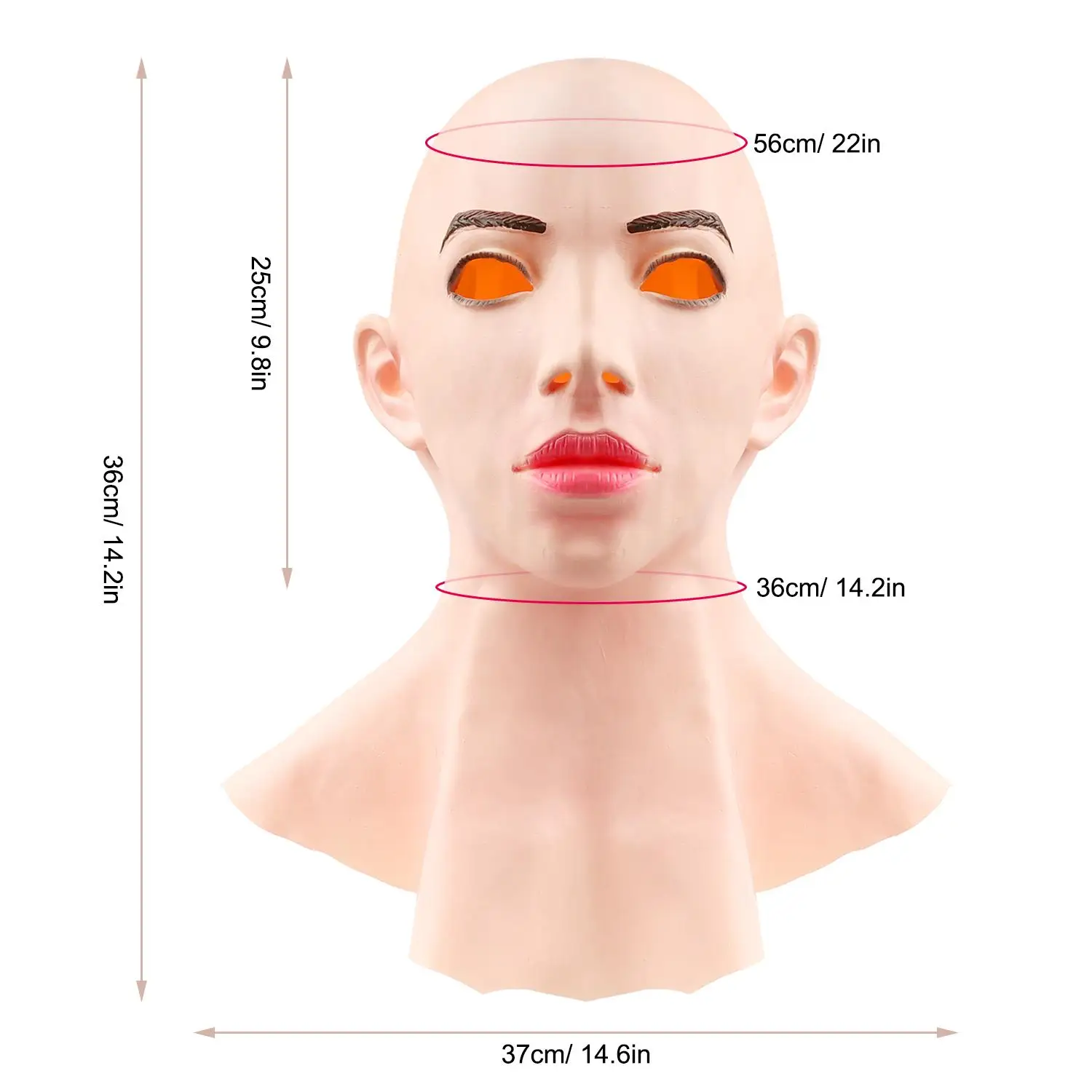 Cubierta de cabeza de látex femenina realista Cosplay Drag Queen disfraz de Halloween tocado