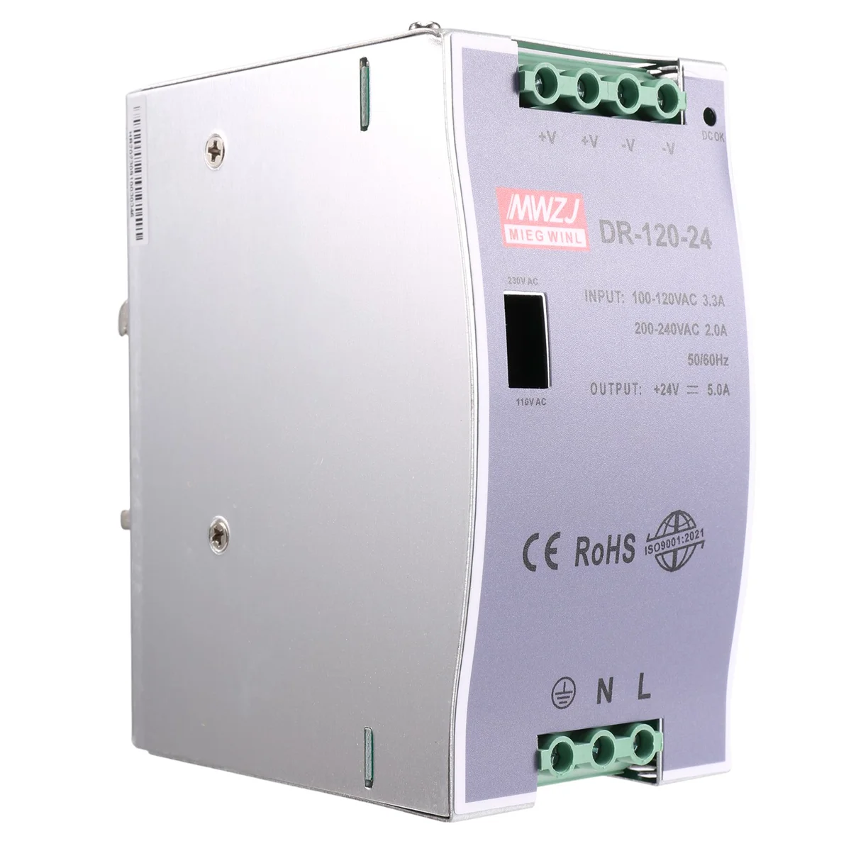 DR-120-24 120W Industrial Grade Rail Power Supply 24V5A Switching Power Supply Rail Mounting Switching Power Supply