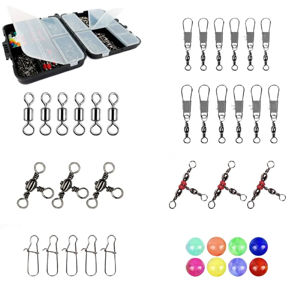 

140 Piece Fishing Gear Kit With Swivel Float Hooks Sinkers And Accessories For Freshwater And Saltwater Fishing