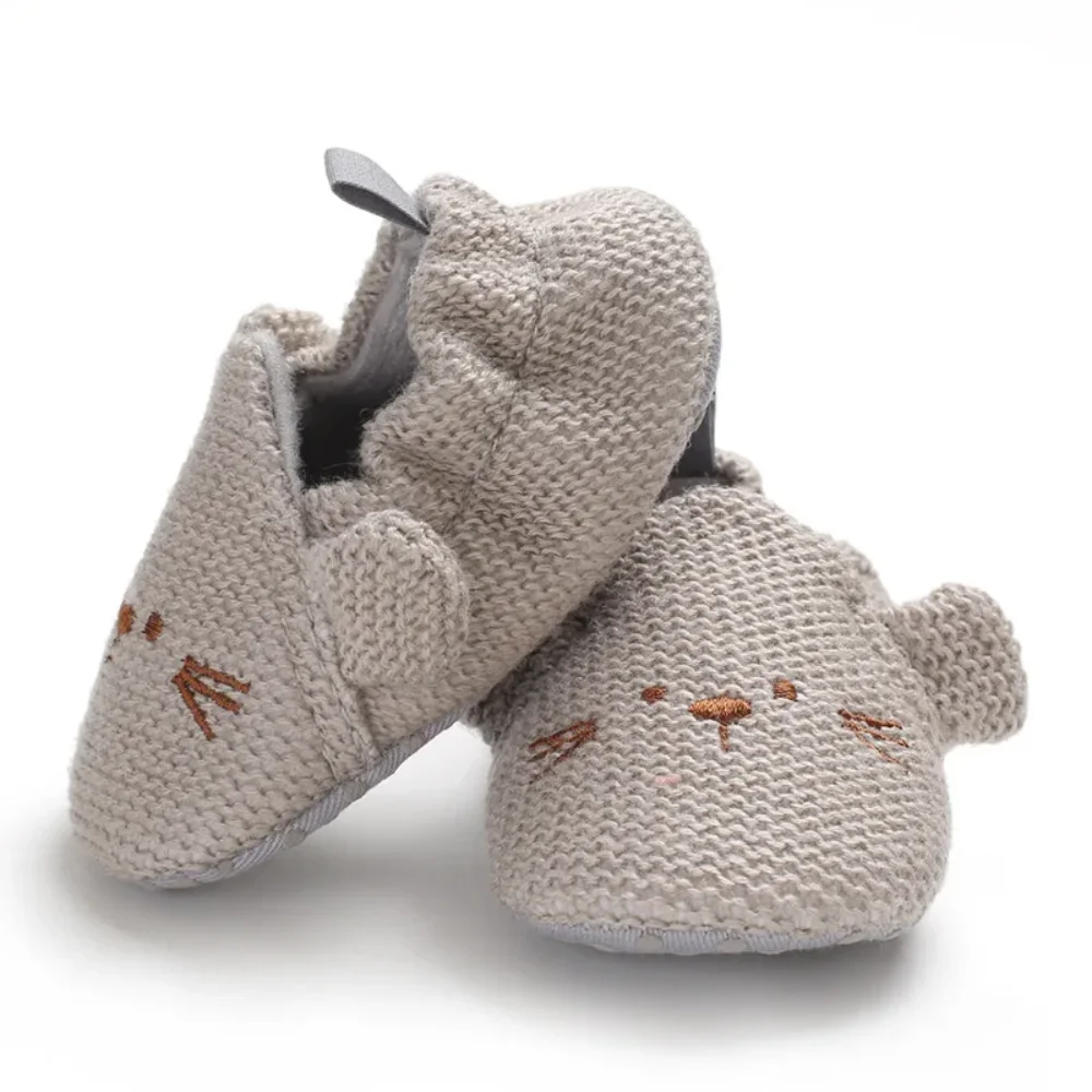 Newborn Baby Boys Girls Casual Shoes Knit Crib Shoes Cute Cartoon Cat Dog First Walkers Cotton High Quality Soft Anti-slip Sole image 6