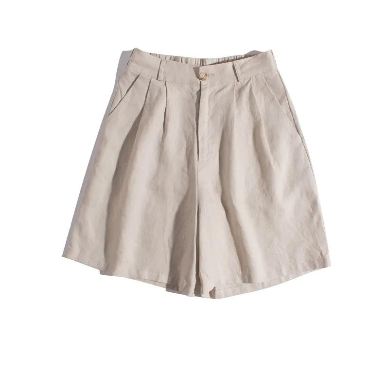 l simples linho orts solto perna larga casual cintura alta calças femininas artístico sle verão faion senhoras calças