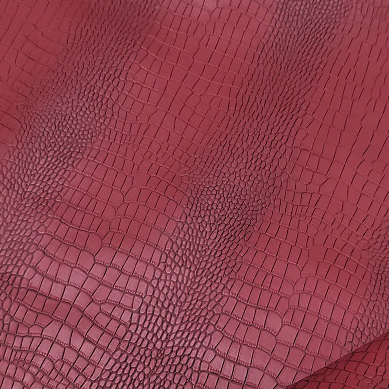 Good,Wine Red Matte Crocodile PU Leather Fabric,Bump Stripe Imitation Genuine Leather Fabric,Sewing Material,DIY Bag,Sofa Cover - view 5